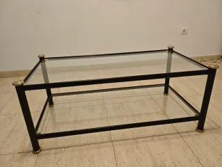 Mesa de centro de cristal y hierro