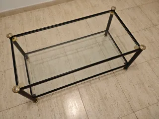 Mesa de centro de cristal y hierro