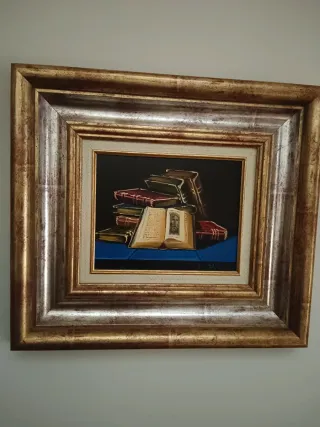 Cuadro de libros antiguo