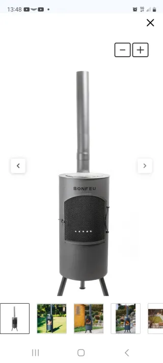 Chimenea leña exterior acero negro