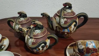 Juego de té Satsuma pintado a mano