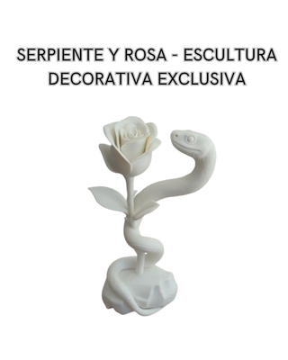 SERPIENTE Y ROSA - ESCULTURA DECORATIVA EXCLUSIVA