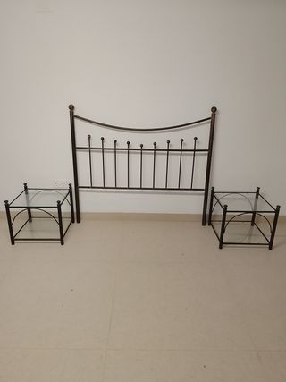Cabecero y mesitas de noche de forja