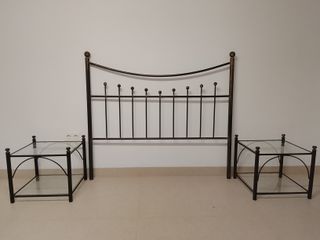 Cabecero y mesitas de noche de forja