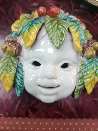 Máscara italiana de barro Dios Baco