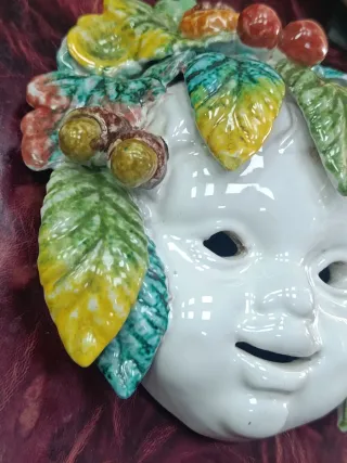 Máscara italiana de barro Dios Baco