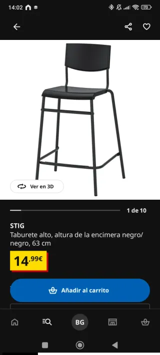 Taburete negro ikea
