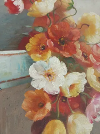 Dipinto a olio fiori à baso