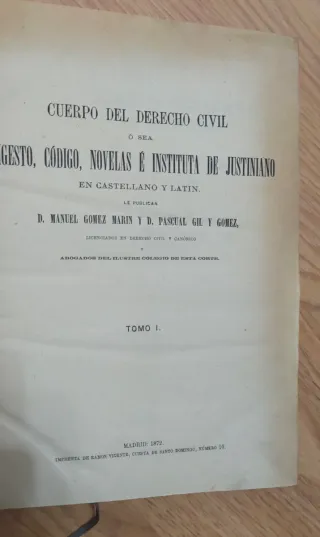 EL DIGESTO DE JUSTINIANO - 1872 - LIBROS COLECCIÓN