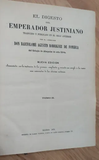 EL DIGESTO DE JUSTINIANO - 1872 - LIBROS COLECCIÓN