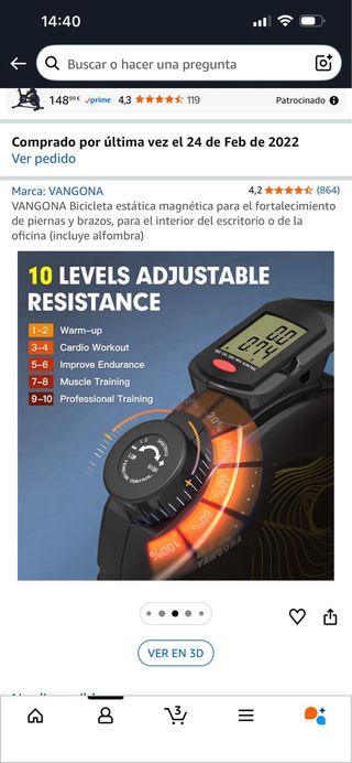 Bicicleta Estática Portátil Negra y Amarilla