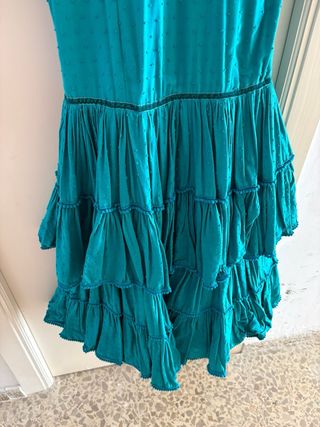 Traje de flamenca verde con volantes