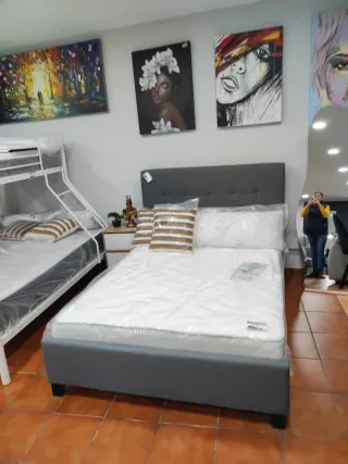 Cama Matrimonio Gris Tela