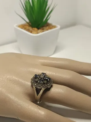 Anillo plata de ley marquesitas y zafiros