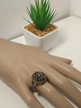 Anillo plata de ley marquesitas y zafiros