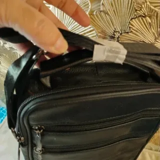 Bolso piel auténtica hombre bandolera Negro