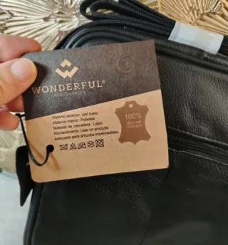 Bolso piel auténtica hombre bandolera Negro