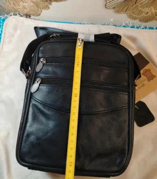 Bolso piel auténtica hombre bandolera Negro