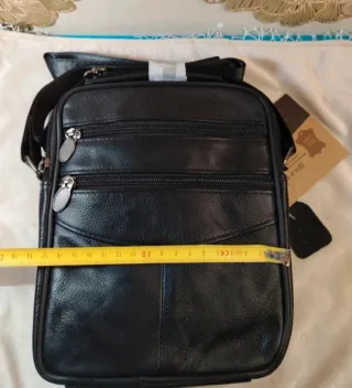 Bolso piel auténtica hombre bandolera Negro