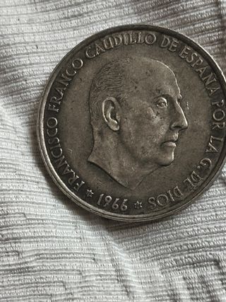 Moneda 100 pesetas Plata Francisco Franco 1966.