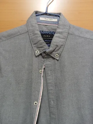Camisa Zara Slim Fit Gris Talla S