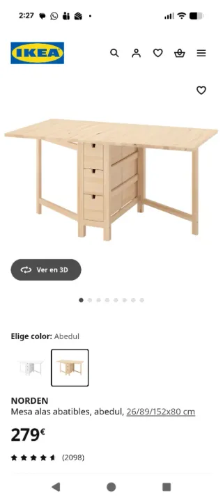 Mesa plegable NORDEN IKEA madera