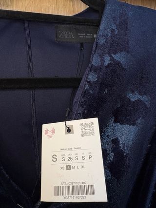 Vestido Zara Terciopelo Azul Talla S