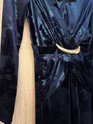 Vestido Zara Terciopelo Azul Talla S