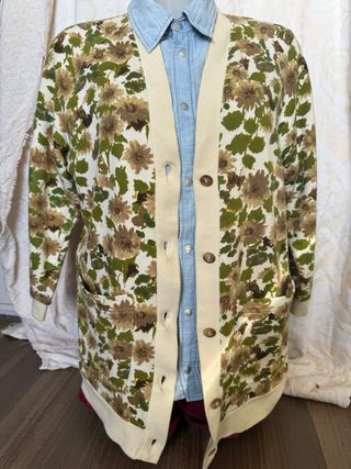 Cardigan felpa a fiori vintage anni 90