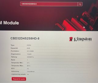 2x Tarjetas RAM Kingston 8GB DDR4 3200MHz SO-DIMM