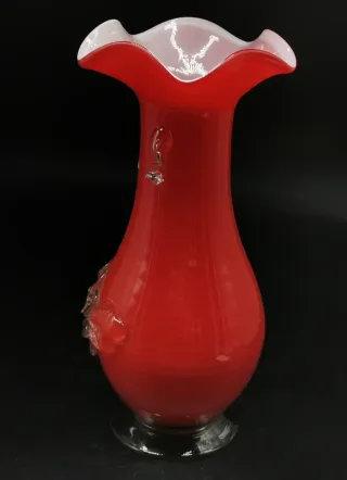 Precioso jarrón antiguo de cristal de Murano