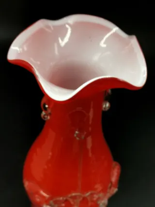 Precioso jarrón antiguo de cristal de Murano