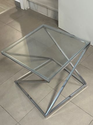 Mesita de centro aluminio y cristal