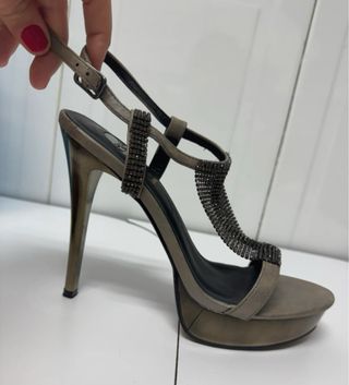 Sandalias Exé T.38 Plataforma Tacón Strass