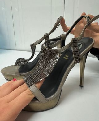 Sandalias Exé T.38 Plataforma Tacón Strass