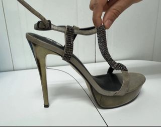 Sandalias Exé T.38 Plataforma Tacón Strass