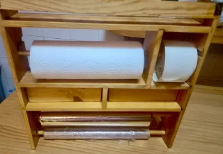 ESPECIERO PORTARROLLOS DE MADERA PARA COCINA.