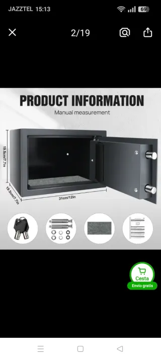 Caja fuerte 12L para hogar NUEVA