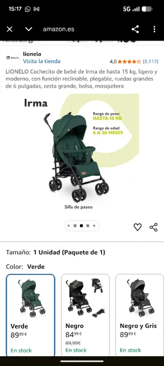 Carro cochecito paseo bebé lionelo