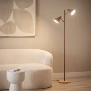 Lampara de pie metal marron