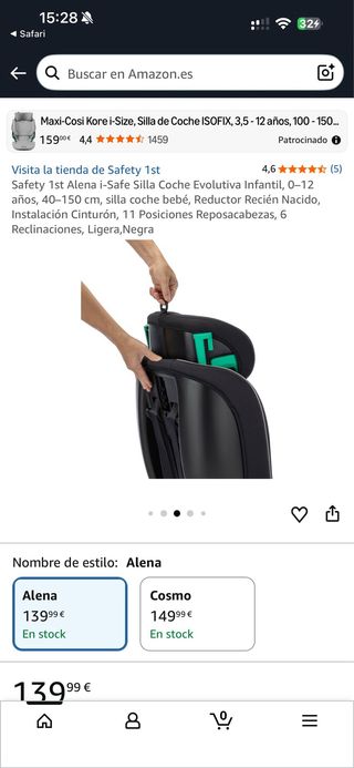 Silla de coche Safety 1st Alena i-Safe a estrenar