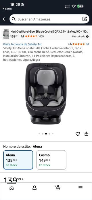 Silla de coche Safety 1st Alena i-Safe a estrenar