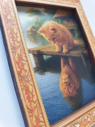 Imán cuadro gato león