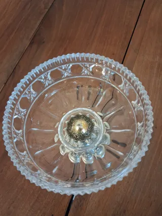 Antica Coppa Porta Bon Bon Cristallo e Metallo