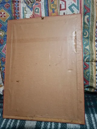 Cuadro de la virgen de Montserrat y montaña,lamina