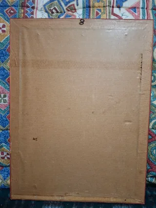 Cuadro de la virgen de Montserrat y montaña,lamina