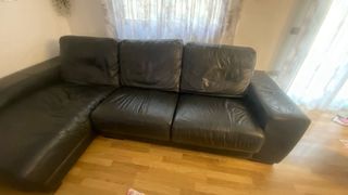 Sofá cheslong piel 3 plazas