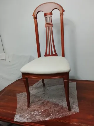 Mesa de comedor de madera extensible, seis sillas