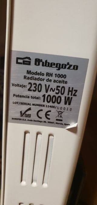 Radiador de Aceite 1000w Obergozo