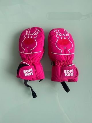 Pantalón de nieve azul y manoplas